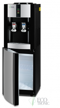 Напольный кулер H1-LF Black ​Кулер Ecotronic H1-LF Black. Напольный кулер черного цвета с серебряной вставкой и с компрессорным охлаждением. С холодильником. Тип кранов подачи воды - "Нажим кружкой".