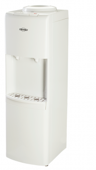 Напольный кулер VATTEN V41WF Стандартный напольный кулер без охлаждения. Только нагрев. Без шкафчика. Современный дизайн. Для дома. Для офиса. Цвет корпуса белый, все панели изготовлены из качественного, устойчивого к ультрафиолету пластика. Два крана, управление кнопками - горячая и холодная вода. Кран горячей воды имеет "защиту от детей". Пригоден для эксплуатации в очень жарком климате - температура эксплуатации кулера от 10 до 38 градусов Цельсия.
Внимание! Первый стакан воды из-под крана воды комнатной температуры может быть теплее из-за упрощённой конструкции кулеров такого типа . Это может проявиться в случае если вы редко набираете такую воду. Слейте 1-2 стакана воды, чтобы быстро получить воду комнатной температуры.